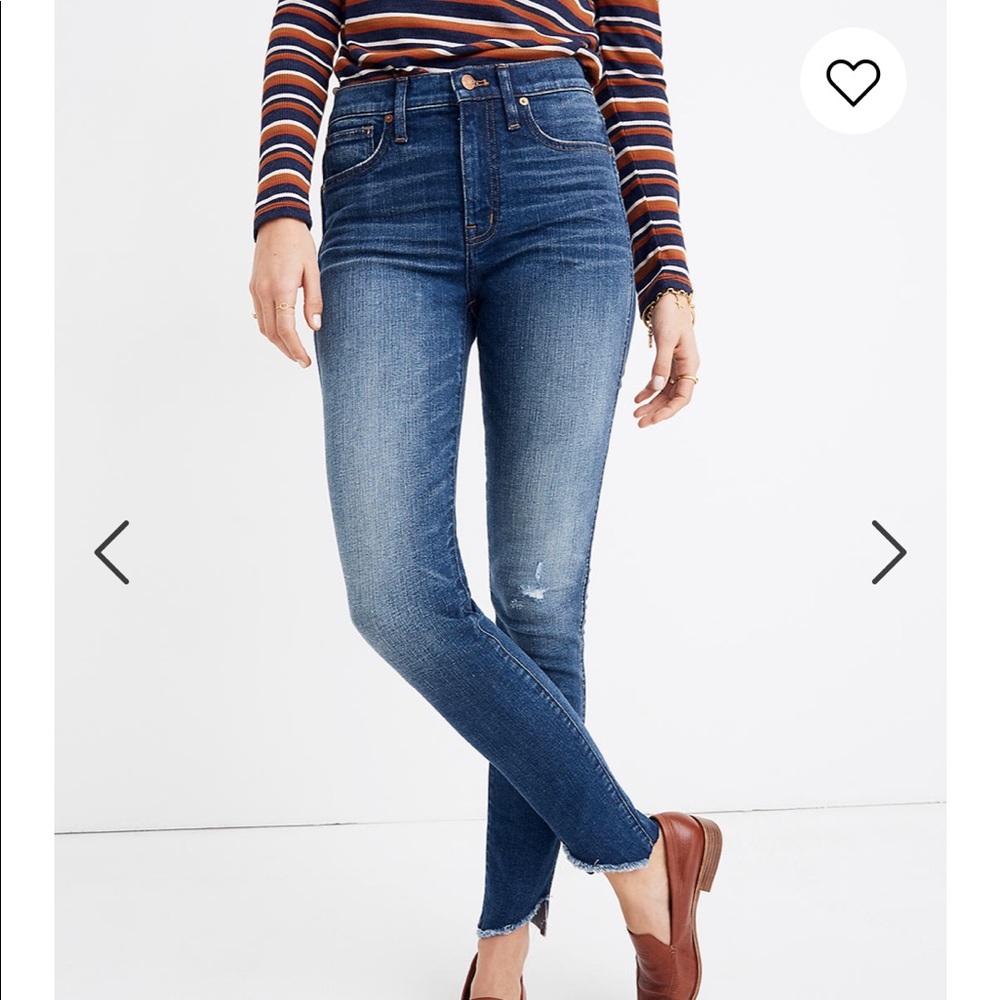 Madewell 10” High Rise skinny jean.  Tulip hem.